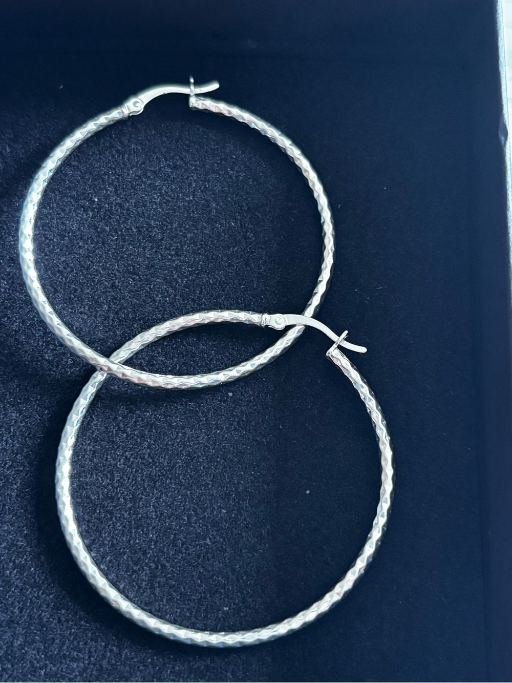 Textured Hoop Earrings in Silver - Classic Women's Hoops